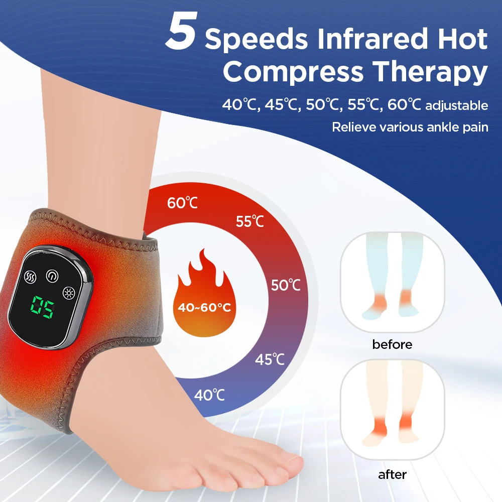 Heating Foot Massager Electric Vibration Relaxation Ankle Massager Warm Ankle Brace Joint Sprain Support Ankle Protection