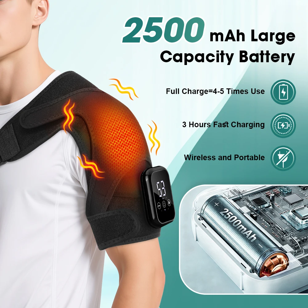 NEW Enlarge Electric Shouldert Heating Pad 3-Speed Vibration Muscle Relax Belt Thermal Massager Shoulder Neck Support Brace