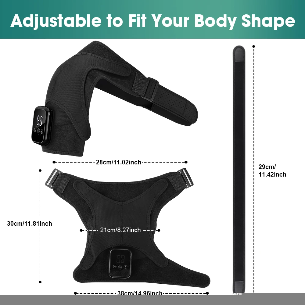 NEW Enlarge Electric Shouldert Heating Pad 3-Speed Vibration Muscle Relax Belt Thermal Massager Shoulder Neck Support Brace