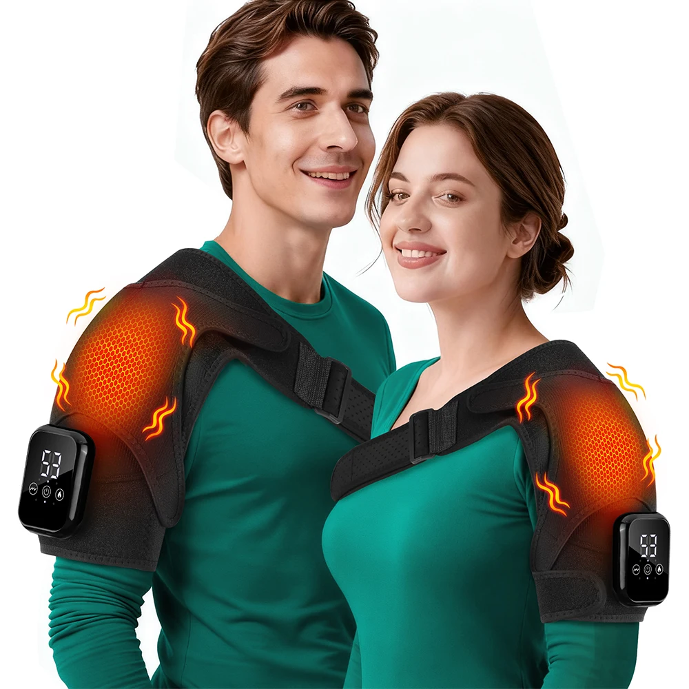 NEW Enlarge Electric Shouldert Heating Pad 3-Speed Vibration Muscle Relax Belt Thermal Massager Shoulder Neck Support Brace