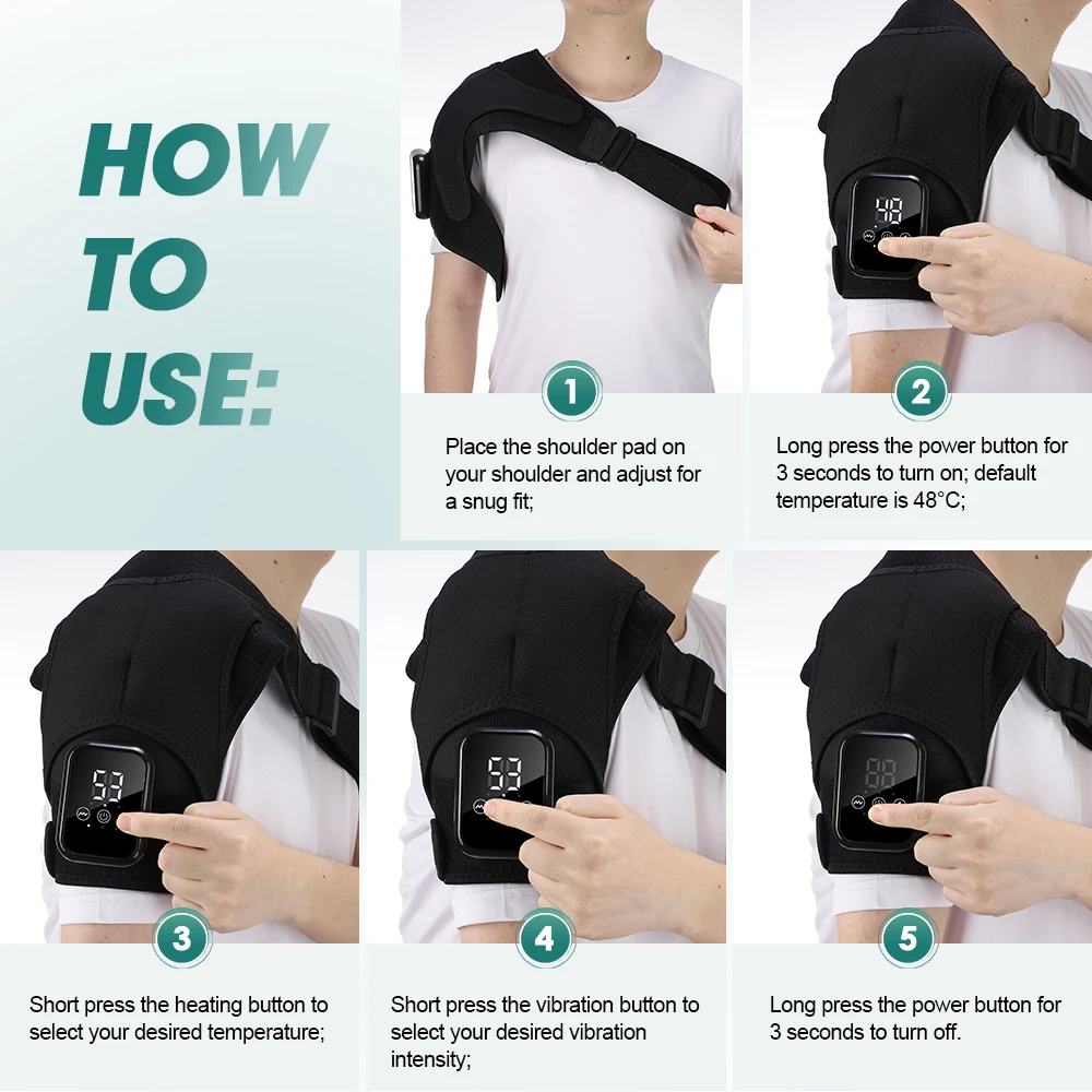 NEW Enlarge Electric Shouldert Heating Pad 3-Speed Vibration Muscle Relax Belt Thermal Massager Shoulder Neck Support Brace