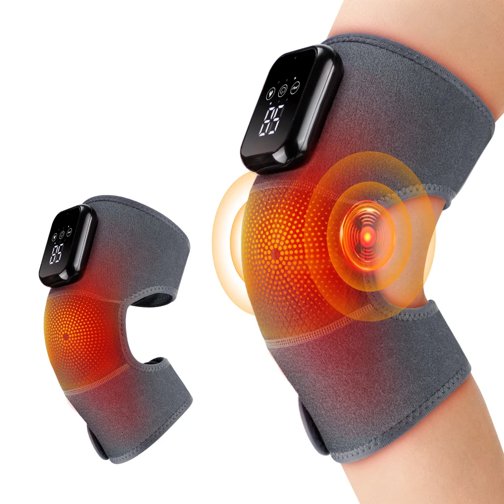 Heated Knee Massager Thermal Support Wrap with 3 Level Adjustable Vibration Leg Warmer for Relaxation