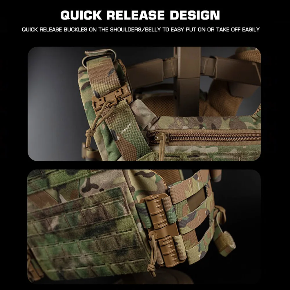 K series Plate Carrier Camo Style Full-Size Universal Ranger Green Hunting Vest Airsoft Tactical Gear with Quick-release System