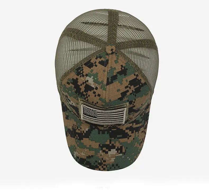 American Flag Camouflage Sticker Embroidered Baseball Cap Net Hat Men Outdoor Velcro Cap