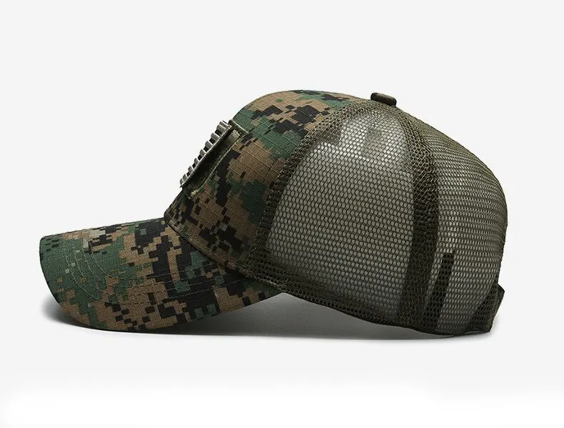 American Flag Camouflage Sticker Embroidered Baseball Cap Net Hat Men Outdoor Velcro Cap