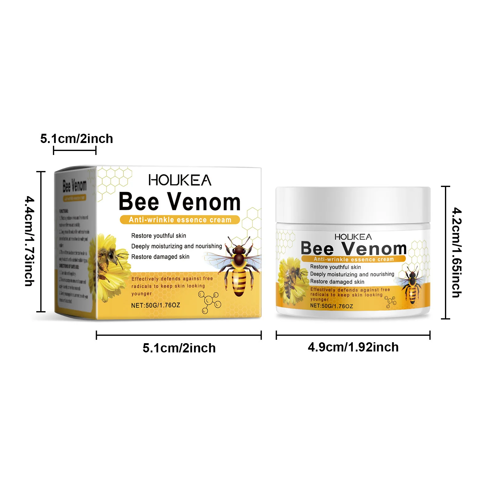Bee Venom Essence Cream Diminishing Fine Lines Smoothing Wrinkles Fade Blemishe Anti Aging Tightening Brightening Face Serum Oil