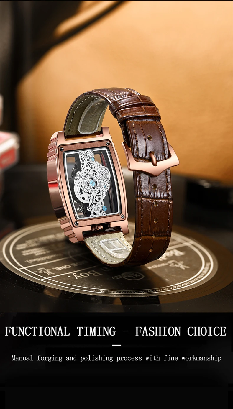 BINBOND Luxury Quartz Wristwatches For Men Luminous Waterproof Hollow-Out Men's Watch Business Sport Fashion Casual Reloj