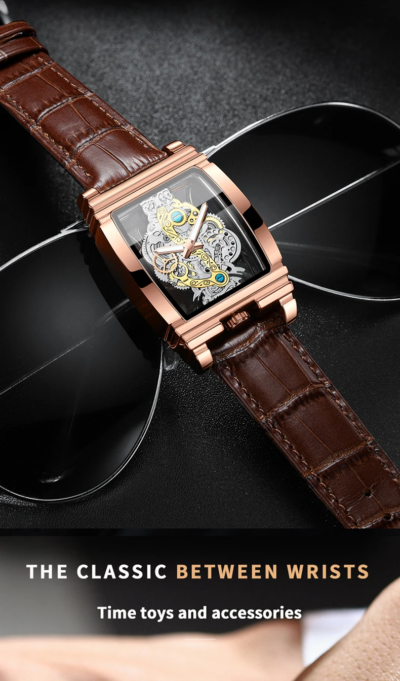 BINBOND Luxury Quartz Wristwatches For Men Luminous Waterproof Hollow-Out Men's Watch Business Sport Fashion Casual Reloj
