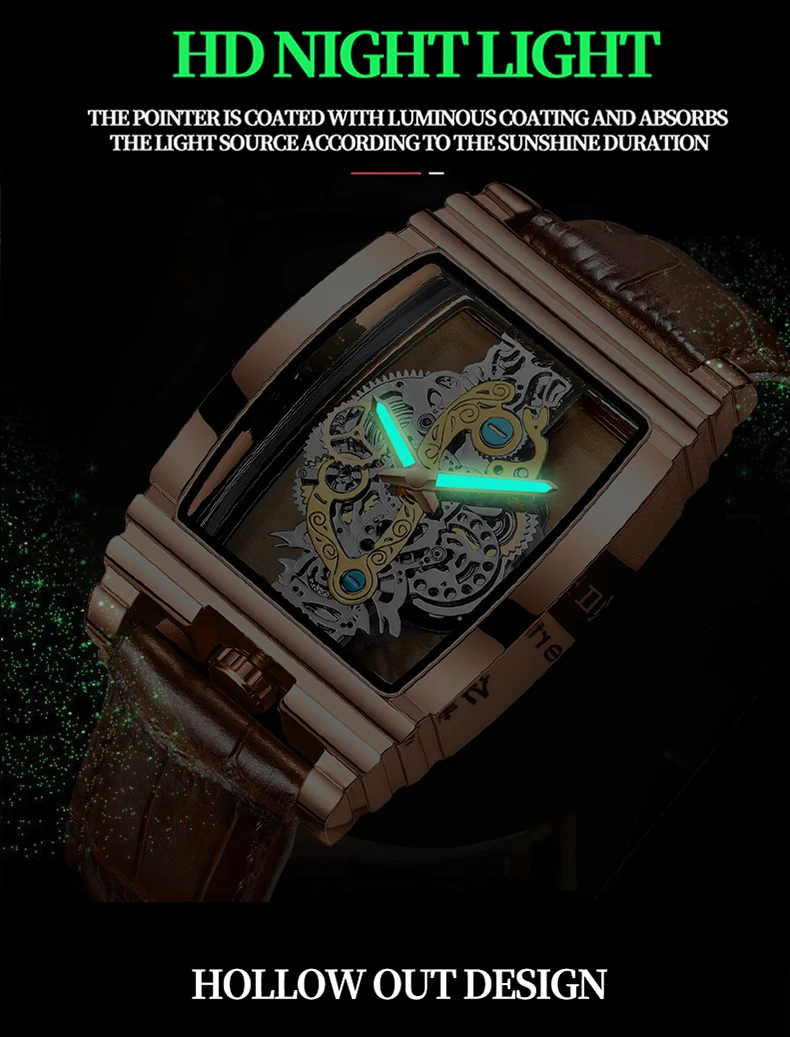 BINBOND Luxury Quartz Wristwatches For Men Luminous Waterproof Hollow-Out Men's Watch Business Sport Fashion Casual Reloj