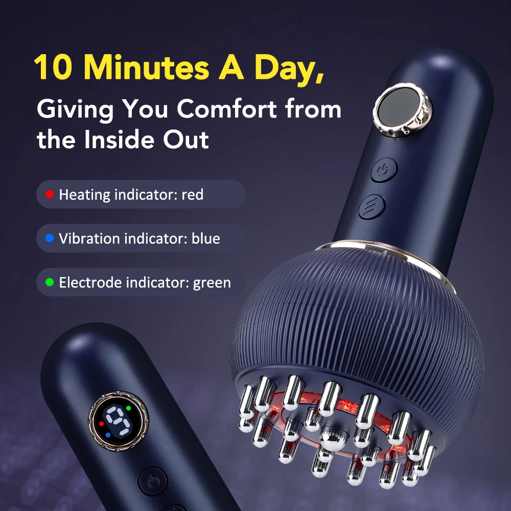9 Gears Electric Meridian Brush Body Massager Gua Sha Microcurrent Hot Compress Scraping for Slimming And Relaxation