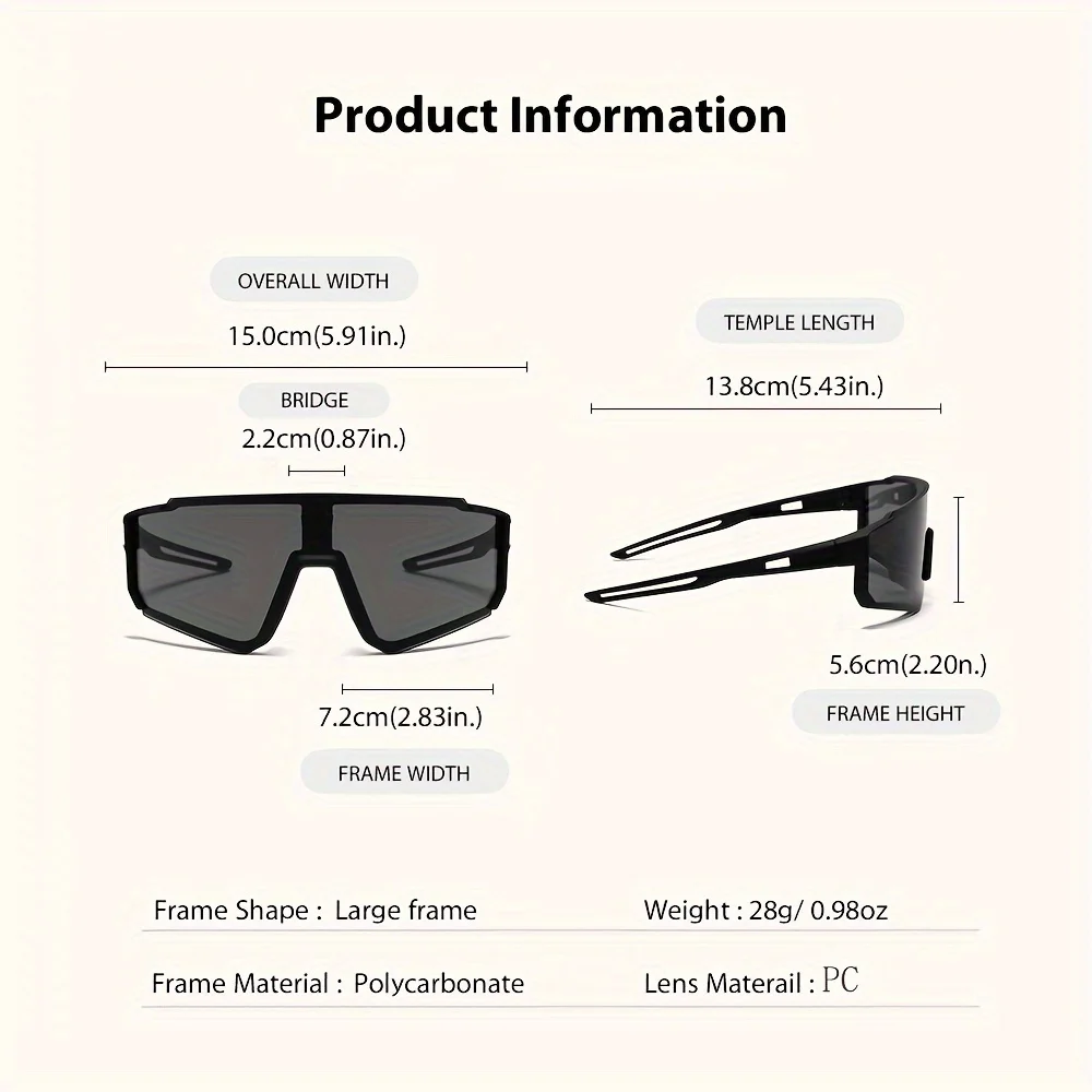 2pcs Men's Oversized Cycling Sunglasses Women Sport Goggles Windproof Lens Road Riding Bike Eyewear UV400 Gafas De Sol