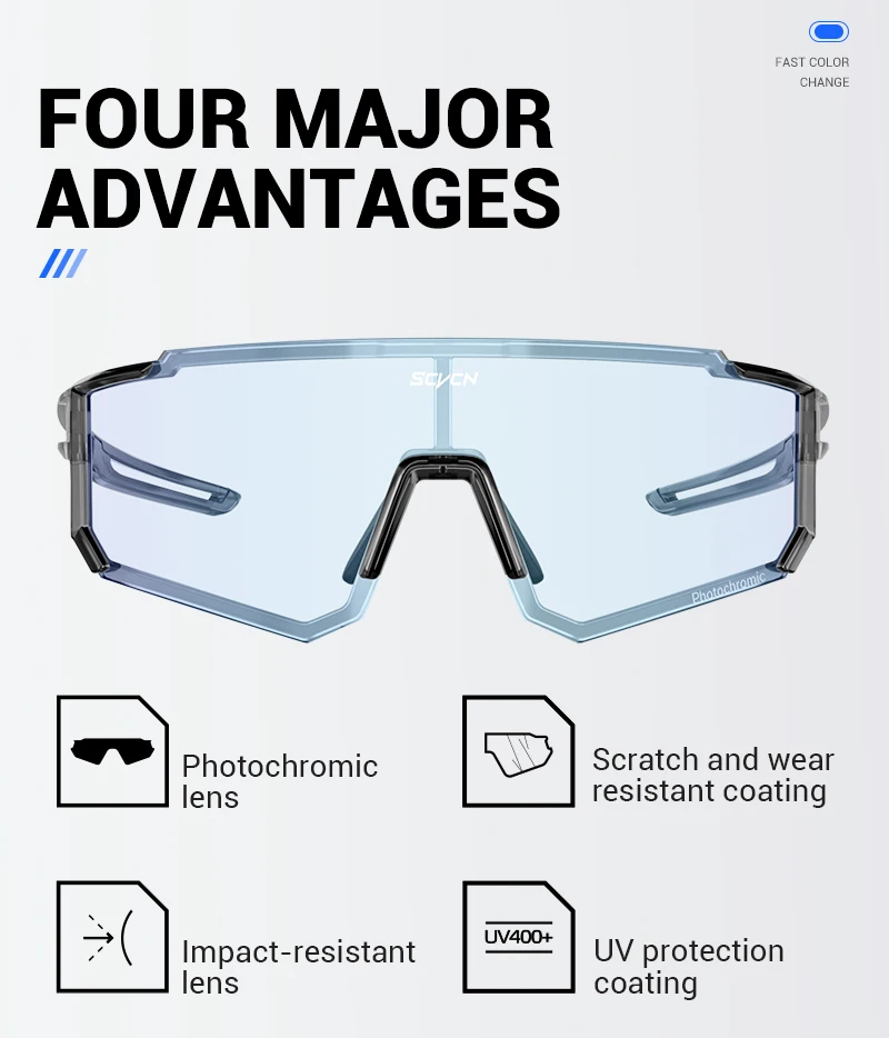 SCVCN Photochromic Sunglasses Outdoor Sports Bike Cycling Glasses Man MTB Climbing Glasses Women Driving Bicycle Eyewear New