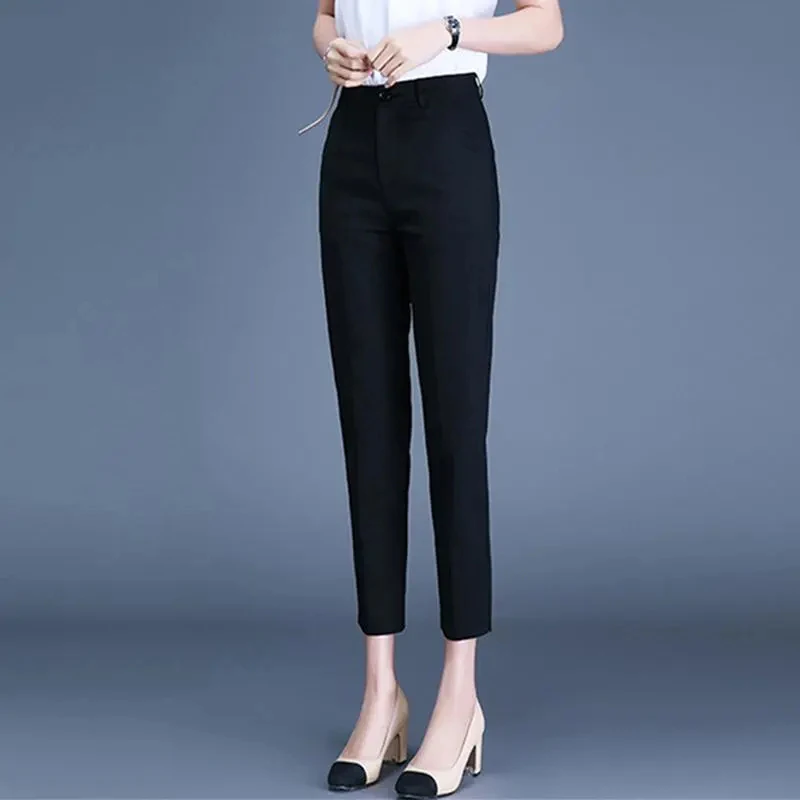 Office Lady Suit Classic Pants Women Work Pantalones Spring High Waist Skinny Pencil Trousers Elegant Capris Customized Skirts