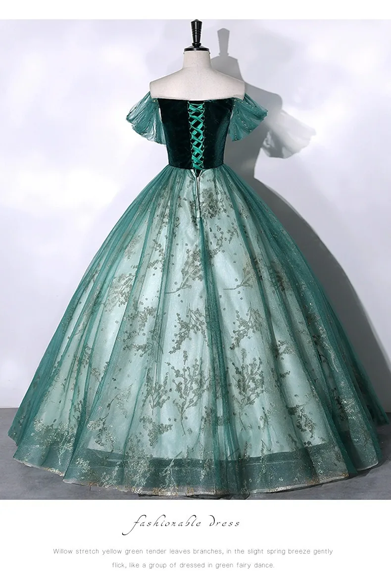2026 Vocal Art Exam, Piano Performance, bel canto Solo Performance Dress, Ink Green Velvet Fashion Evening Dress, Female Host