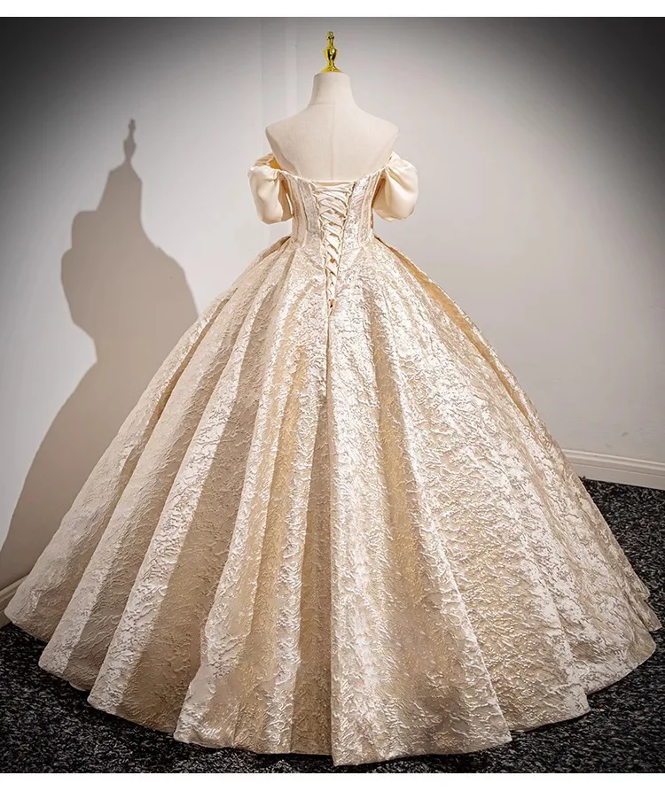 Champagne French Engagement Toast Dress, Bride's Evening Gown, Women's New High-end One Shoulder Coming of Age Princess Dress