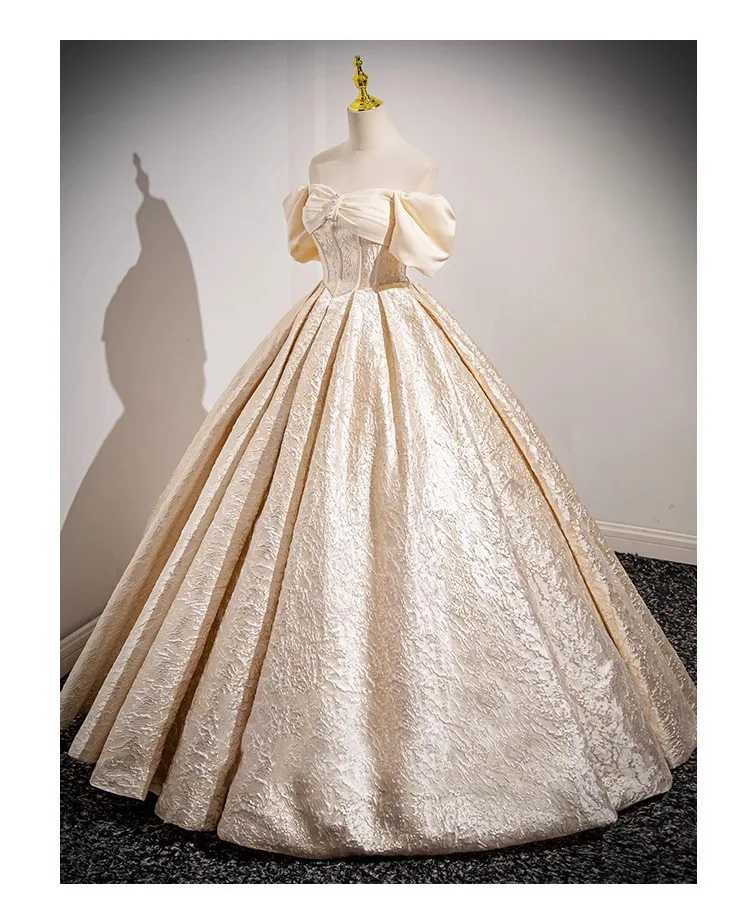 Champagne French Engagement Toast Dress, Bride's Evening Gown, Women's New High-end One Shoulder Coming of Age Princess Dress