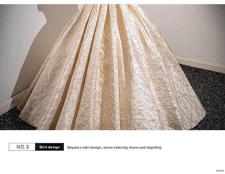 Champagne French Engagement Toast Dress, Bride's Evening Gown, Women's New High-end One Shoulder Coming of Age Princess Dress