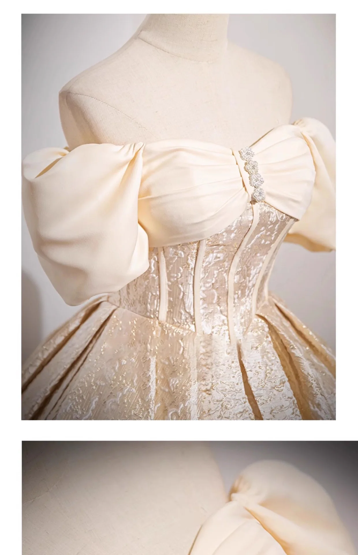 Champagne French Engagement Toast Dress, Bride's Evening Gown, Women's New High-end One Shoulder Coming of Age Princess Dress