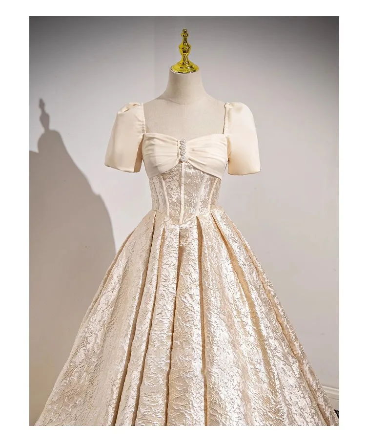 Champagne French Engagement Toast Dress, Bride's Evening Gown, Women's New High-end One Shoulder Coming of Age Princess Dress