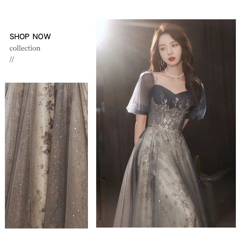 Banquet Elegant Evening Dress 2026 New Art Exam Vocal Starry Sky Dress Female Birthday Adult Party Dress Customization