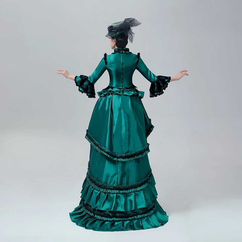 Customized Women Victorian Bustle Satin Dresses Historical Edwardian Ball Gown Holiday Fantasy Costume