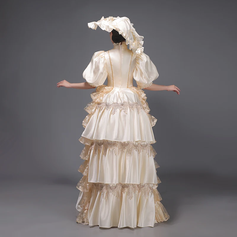Customized Women Victorian Bustle Satin Dresses Historical Edwardian Ball Gown Holiday Fantasy Costume