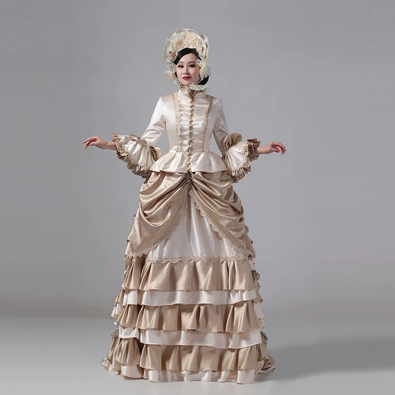 Customized Women Victorian Bustle Satin Dresses Historical Edwardian Ball Gown Holiday Fantasy Costume