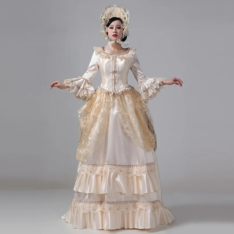 Customized Women Victorian Bustle Satin Dresses Historical Edwardian Ball Gown Holiday Fantasy Costume