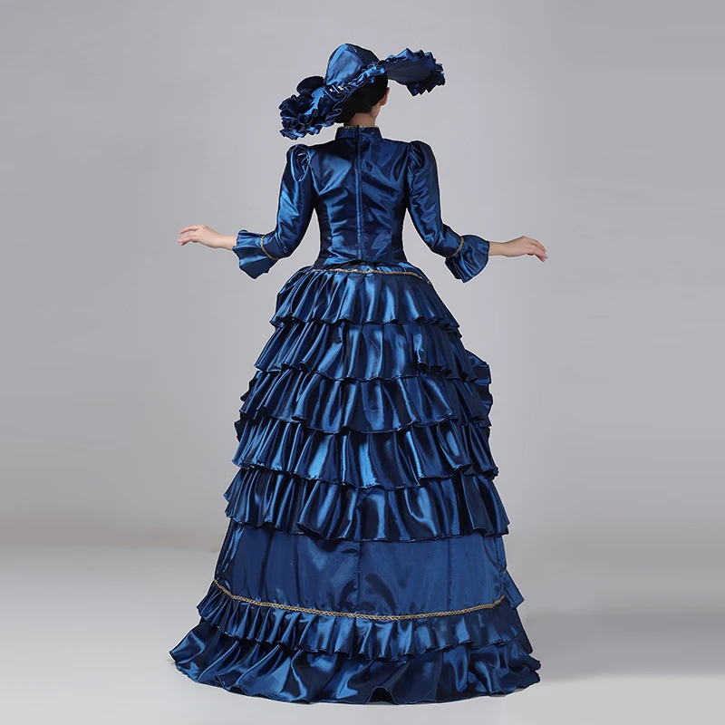 Customized Women Victorian Bustle Satin Dresses Historical Edwardian Ball Gown Holiday Fantasy Costume
