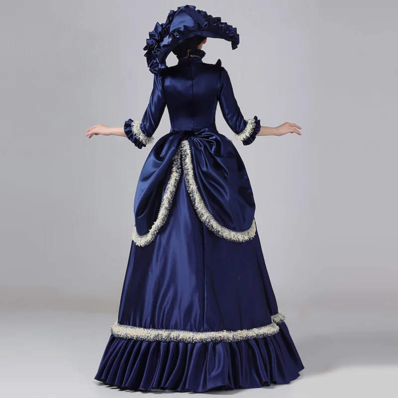 Customized Women Victorian Bustle Satin Dresses Historical Edwardian Ball Gown Holiday Fantasy Costume