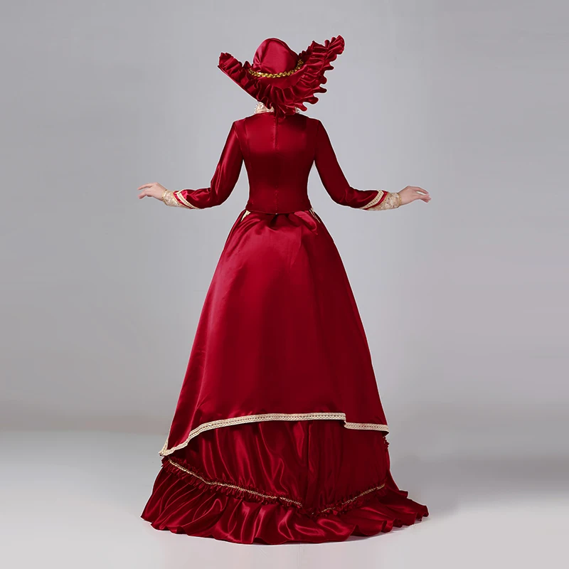 Customized Women Victorian Bustle Satin Dresses Historical Edwardian Ball Gown Holiday Fantasy Costume