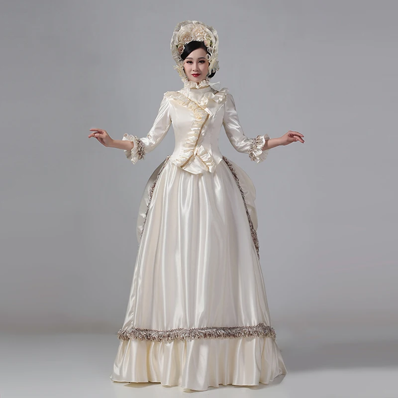 Customized Women Victorian Bustle Satin Dresses Historical Edwardian Ball Gown Holiday Fantasy Costume