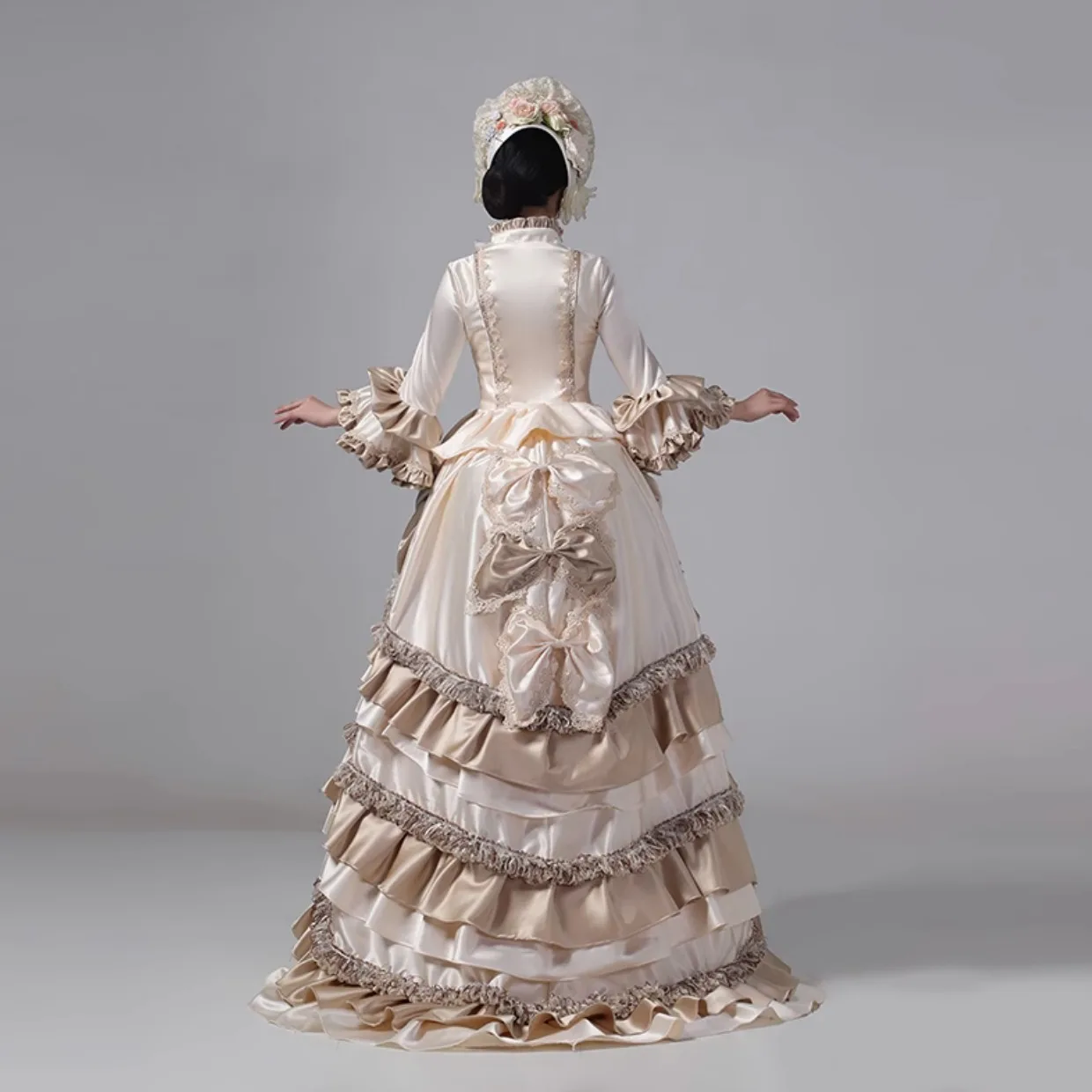 Customized Women Victorian Bustle Satin Dresses Historical Edwardian Ball Gown Holiday Fantasy Costume