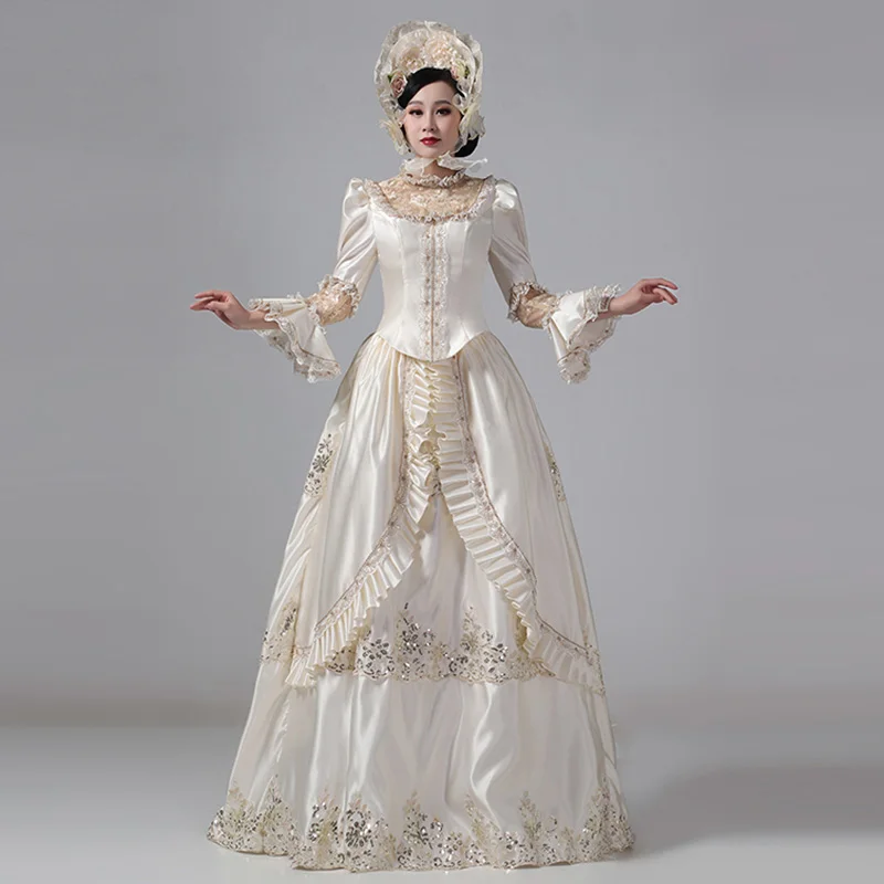 Customized Women Victorian Bustle Satin Dresses Historical Edwardian Ball Gown Holiday Fantasy Costume