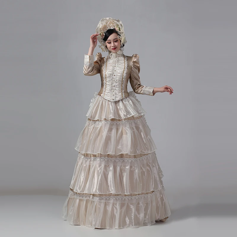 Customized Women Victorian Bustle Satin Dresses Historical Edwardian Ball Gown Holiday Fantasy Costume