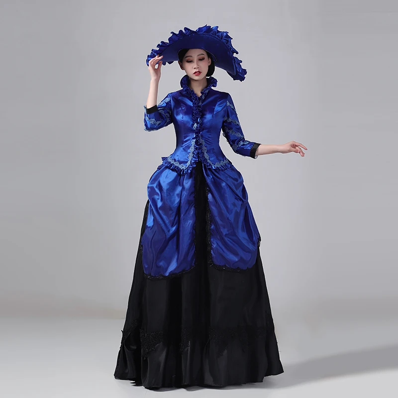 Customized Women Victorian Bustle Satin Dresses Historical Edwardian Ball Gown Holiday Fantasy Costume