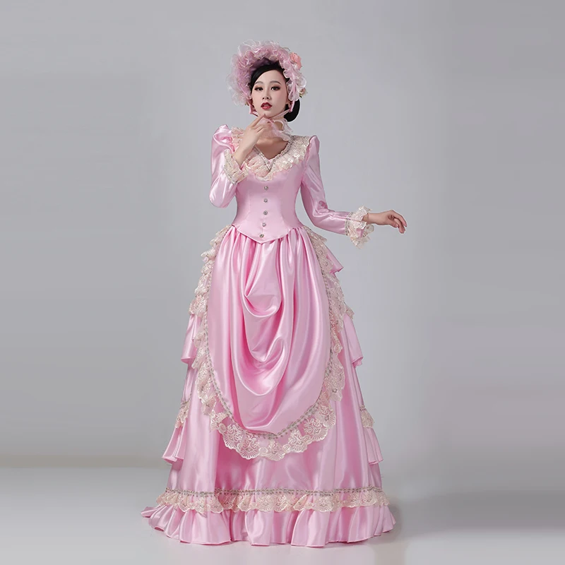 Customized Women Victorian Bustle Satin Dresses Historical Edwardian Ball Gown Holiday Fantasy Costume