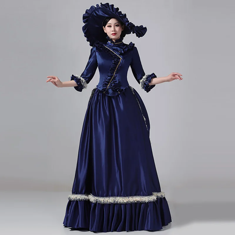 Customized Women Victorian Bustle Satin Dresses Historical Edwardian Ball Gown Holiday Fantasy Costume
