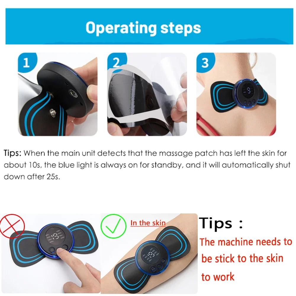 EMS Neck Massager Electric Muscle Stimulator Cervical Sticker Massage Patch Low Frequency Pulse Pads Body Pain Relief Masajeador