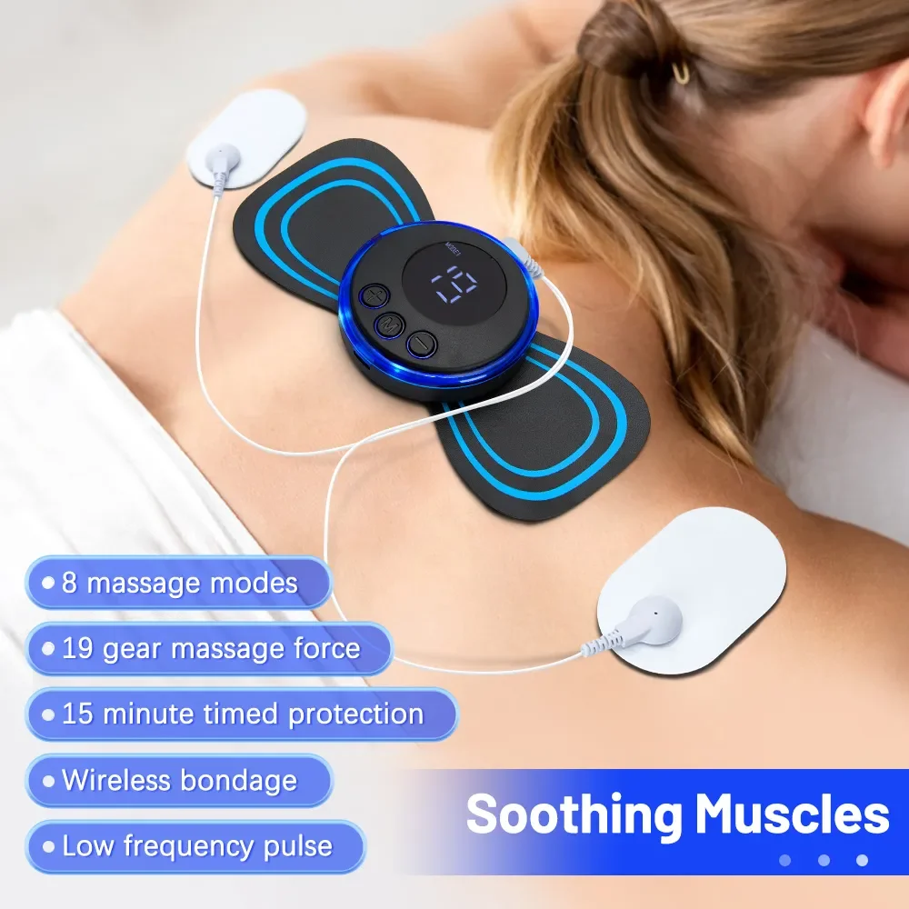 EMS Neck Massager Electric Muscle Stimulator Cervical Sticker Massage Patch Low Frequency Pulse Pads Body Pain Relief Masajeador