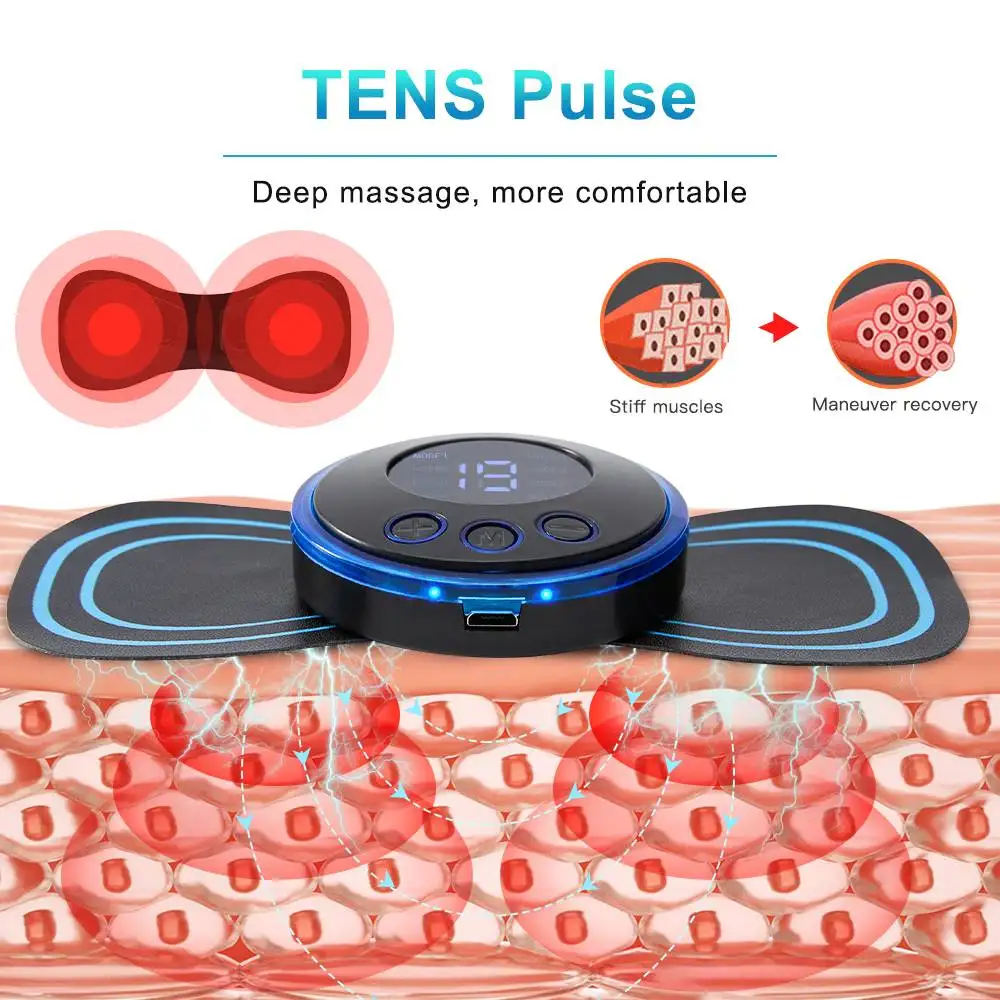 EMS Neck Massager Muscle Stimulator Electric Cervical Spine Massage Patch Low Frequency Pulse Massage Pad Pain Relief Relaxation