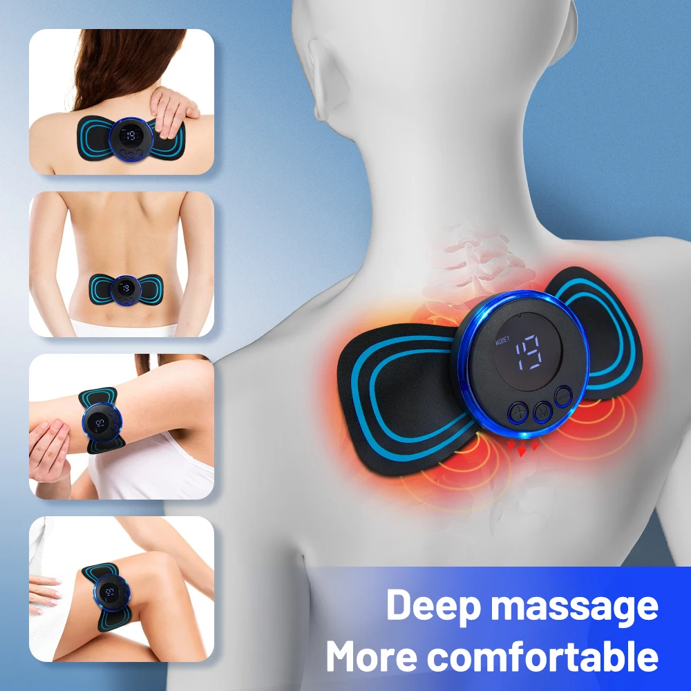 EMS Neck Massager Muscle Stimulator Electric Cervical Spine Massage Patch Low Frequency Pulse Massage Pad Pain Relief Relaxation