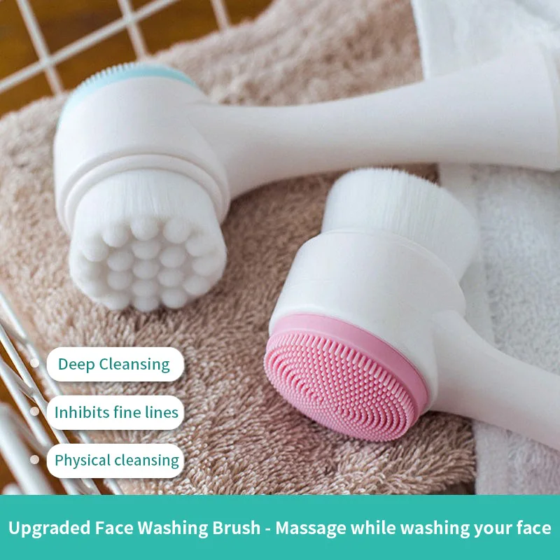 Face Cleaning Massage Brushes Face Wash Product Skin Care Tool Double Side Silicone 3D Face Cleansing Brush Portable