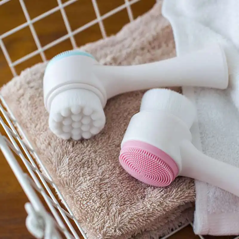 Face Cleaning Massage Brushes Face Wash Product Skin Care Tool Double Side Silicone 3D Face Cleansing Brush Portable