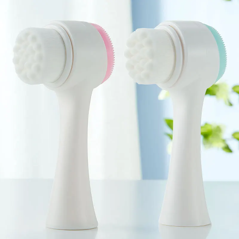 Face Cleaning Massage Brushes Face Wash Product Skin Care Tool Double Side Silicone 3D Face Cleansing Brush Portable