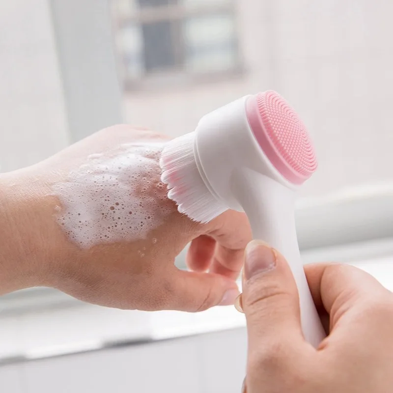 Face Cleaning Massage Brushes Face Wash Product Skin Care Tool Double Side Silicone 3D Face Cleansing Brush Portable