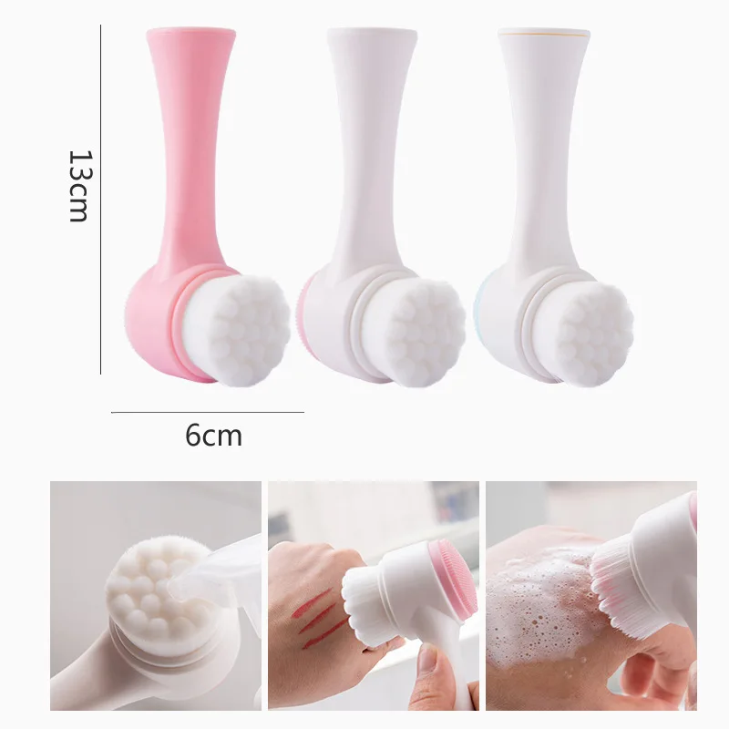 Face Cleaning Massage Brushes Face Wash Product Skin Care Tool Double Side Silicone 3D Face Cleansing Brush Portable
