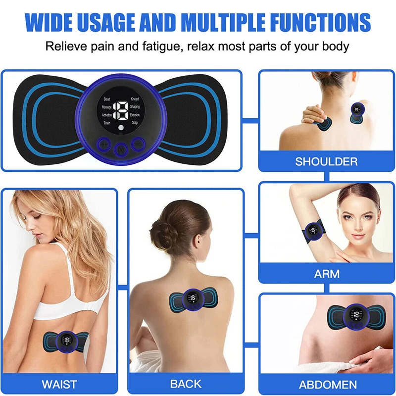 Electric Neck Massager EMS Muscle Massage Stimulator Instrument Back Cervical Calf Patches Pain Joints Low Frequency Massager
