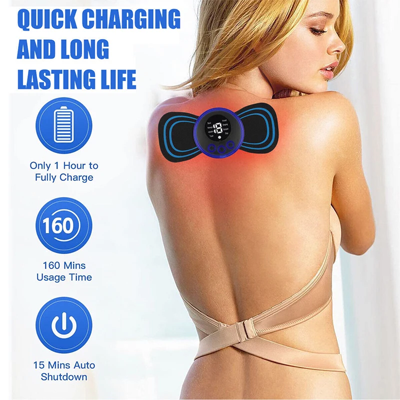 Electric Neck Massager EMS Muscle Massage Stimulator Instrument Back Cervical Calf Patches Pain Joints Low Frequency Massager
