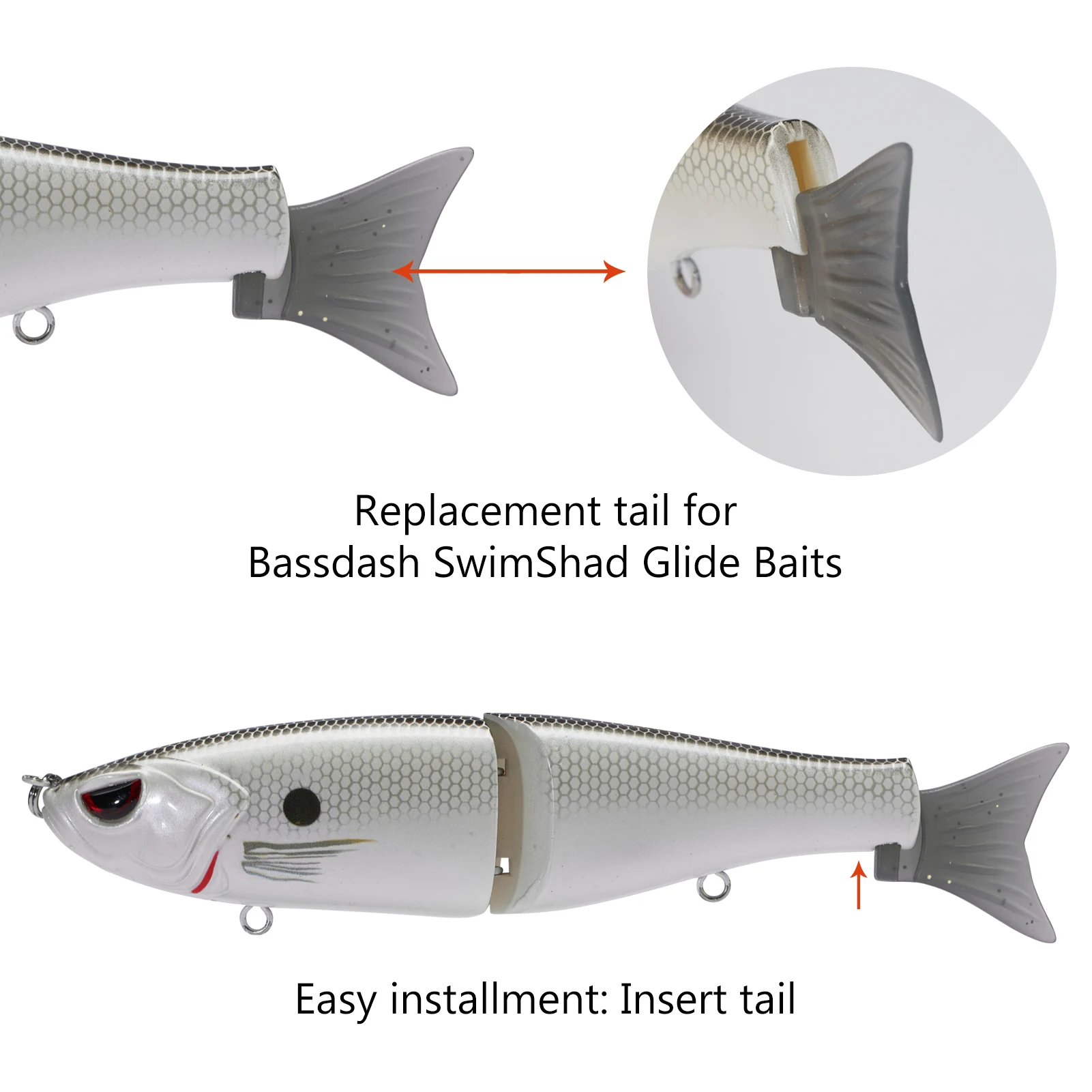 Bassdash Glide Baits for Pike Salmon Trout Topwater Single-Jointed Swimbait Bass Fishing Lure 11.43cm/18.5g 17.78cm/62.5g